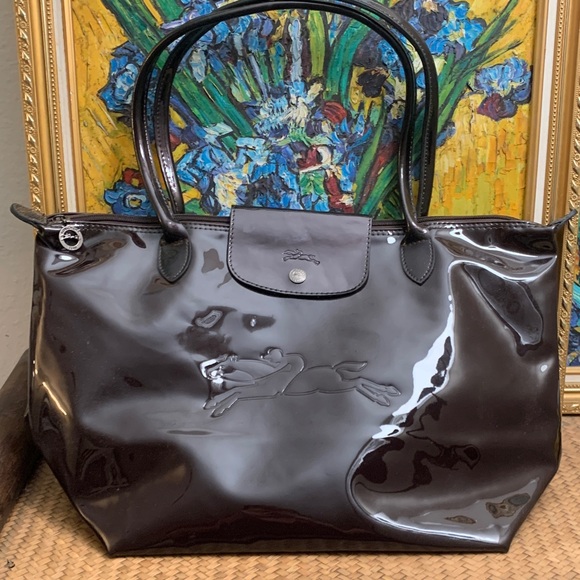 Longchamp la pillage pattern Leather shoulder Bag dark purple - Picture 7 of 7